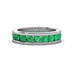 Celina Round Emerald Eternity Band Round Emerald ctw Channel Set Womens Eternity Ring Stackable Platinum
