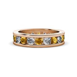 Celina Round Citrine and Diamond Eternity Band Round Citrine and Diamond ctw Channel Set Womens Eternity Ring Stackable K Rose Gold
