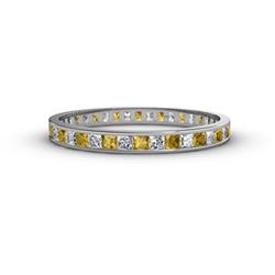 Rebica Princess Cut Citrine and Diamond Eternity Band Princess Cut Citrine and Diamond Channel Set Womens Eternity Ring Stackable ctw K White Gold