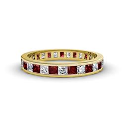 Rebica Princess Cut Red Garnet and Diamond Eternity Band Princess Cut Red Garnet and Diamond Channel Set Womens Eternity Ring Stackable ctw K Yellow Gold