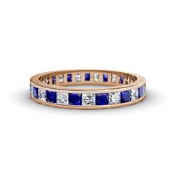 Rebica Princess Cut Blue Sapphire and Diamond Eternity Band Princess Cut Blue Sapphire and Diamond Channel Set Womens Eternity Ring Stackable ctw K Rose Gold