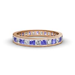 Rebica Princess Cut Tanzanite and Diamond Eternity Band Princess Cut Tanzanite and Diamond Channel Set Womens Eternity Ring Stackable ctw K Rose Gold