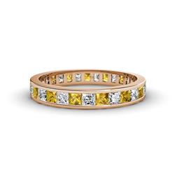 Rebica Princess Cut Citrine and Diamond Eternity Band Princess Cut Citrine and Diamond Channel Set Womens Eternity Ring Stackable ctw K Rose Gold