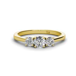 Quyen ctw Round Natural Diamond Three Stone Engagement Ring Round Natural Diamond ctw Women Three Stone Engagement Ring in K Yellow Gold