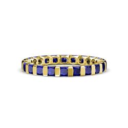 Clarissa Princess Cut Blue Sapphire Eternity Band Princess Cut Blue Sapphire ctw Channel Set Womens Eternity Ring Stackable K Yellow Gold