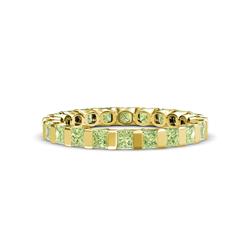 Clarissa Princess Cut Peridot Eternity Band Princess Cut Peridot ctw Channel Set Womens Eternity Ring Stackable K Yellow Gold