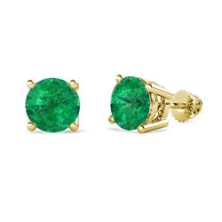 Alina Emerald Solitaire Stud Earrings Round Emerald ctw Four Prong Solitaire Womens Stud Earrings K Yellow Gold
