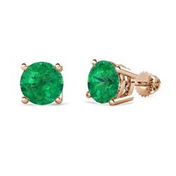 Alina Emerald Solitaire Stud Earrings Round Emerald ctw Four Prong Solitaire Womens Stud Earrings K Rose Gold