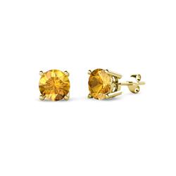Alina Citrine Solitaire Stud Earrings Round Citrine ctw Four Prong Solitaire Womens Stud Earrings in K Yellow Gold