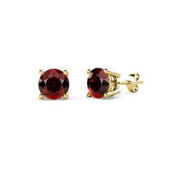 Alina Red Garnet Solitaire Stud Earrings Round Red Garnet ctw Four Prong Solitaire Womens Stud Earrings in K Yellow Gold