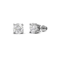 Alina White Sapphire Solitaire Stud Earrings Round White Sapphire ctw Four Prong Solitaire Womens Stud Earrings in K White Gold