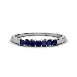 Erica Princess Cut Blue Sapphire Stone Wedding Band Princess Cut Blue Sapphire ctw Stone Side Gallery Womens Wedding Band Stackable K White Gold