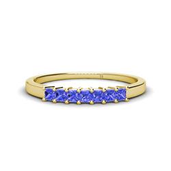 Erica Princess Cut Tanzanite Stone Wedding Band Princess Cut Tanzanite ctw Stone Side Gallery Womens Wedding Band Stackable K Yellow Gold