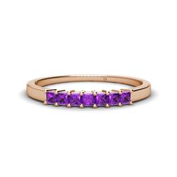 Erica Princess Cut Amethyst Stone Wedding Band Princess Cut Amethyst ctw Stone Side Gallery Womens Wedding Band Stackable K Rose Gold