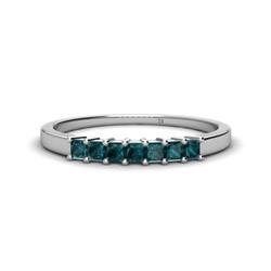 Erica Princess Cut London Blue Topaz Stone Wedding Band Princess Cut London Blue Topaz ctw Stone Side Gallery Womens Wedding Band Stackable K White Gold