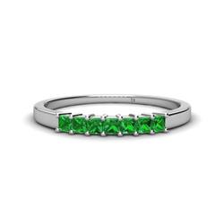 Erica Princess Cut Green Garnet Stone Wedding Band Princess Cut Green Garnet ctw Stone Side Gallery Womens Wedding Band Stackable Platinum