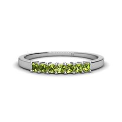Erica Princess Cut Peridot Stone Wedding Band Princess Cut Peridot ctw Stone Side Gallery Womens Wedding Band Stackable Platinum