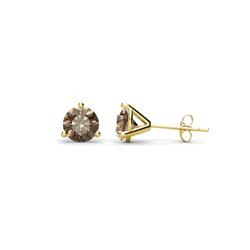 Pema ctw Smoky Quartz Martini Solitaire Stud Earrings Smoky Quartz Three Prong Martini Stud Earrings cttw in K Yellow Gold