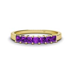 Erica Princess Cut Amethyst Stone Wedding Band Princess Cut Amethyst ctw Stone Side Gallery Womens Wedding Band Stackable K Yellow Gold