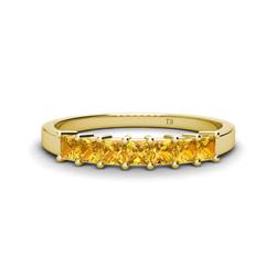 Erica Princess Cut Citrine Stone Wedding Band Princess Cut Citrine ctw Stone Side Gallery Womens Wedding Band Stackable K Yellow Gold