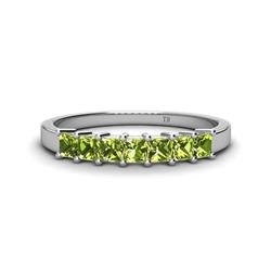 Erica Princess Cut Peridot Stone Wedding Band Princess Cut Peridot ctw Stone Side Gallery Womens Wedding Band Stackable K White Gold