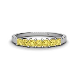 Erica Princess Cut Yellow Sapphire Stone Wedding Band Princess Cut Yellow Sapphire ctw Stone Side Gallery Womens Wedding Band Stackable K White Gold