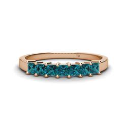 Erica Princess Cut Blue Diamond Stone Wedding Band Princess Cut Blue Diamond ctw Stone Side Gallery Womens Wedding Band Stackable K Rose Gold