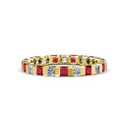 Clarissa Princess Cut Ruby and Diamond Eternity Band Princess Cut Ruby and Diamond ctw Channel Set Womens Eternity Ring Stackable K Yellow Gold