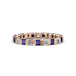 Clarissa Princess Cut Blue Sapphire and Diamond Eternity Band Princess Cut Blue Sapphire and Diamond ctw Channel Set Womens Eternity Ring Stackable K Rose Gold