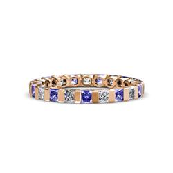 Clarissa Princess Cut Tanzanite and Diamond Eternity Band Princess Cut Tanzanite and Diamond ctw Channel Set Womens Eternity Ring Stackable K Rose Gold