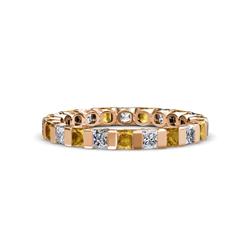 Clarissa Princess Cut Citrine and Diamond Eternity Band Princess Cut Citrine and Diamond ctw Channel Set Womens Eternity Ring Stackable K Rose Gold