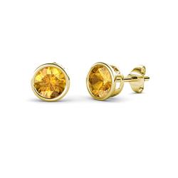Carys Citrine Solitaire Stud Earrings Citrine Bezel Set Solitaire Womens Stud Earrings ctw K Yellow Gold