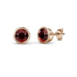 Carys Red Garnet Solitaire Stud Earrings Red Garnet Bezel Set Solitaire Womens Stud Earrings ctw K Rose Gold