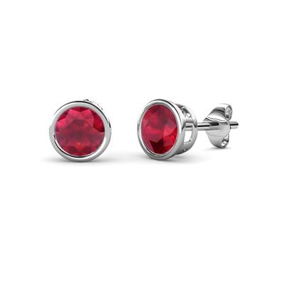 Carys Ruby Solitaire Stud Earrings