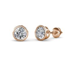 Carys Round Diamond ctw SI GH Bezel Set Solitaire Stud Earrings Most Popular Round Diamond ctw SI GH Bezel Set Solitaire Stud Earrings K Rose Gold