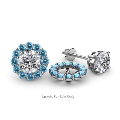 Serena ctw Round Blue Topaz Jackets Earrings