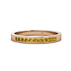 Aaryn Citrine Wedding Band Princess Cut Citrine Channel Set Womens Wedding Band Stackable ctw K Rose Gold