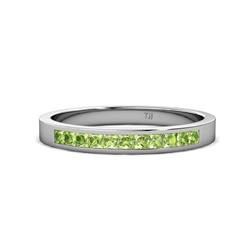 Aaryn Peridot Wedding Band Princess Cut Peridot Channel Set Womens Wedding Band Stackable ctw K White Gold