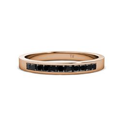Aaryn Black Diamond Wedding Band Princess Cut Black Diamond Channel Set Womens Wedding Band Stackable ctw K Rose Gold