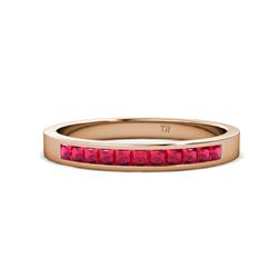 Aaryn Ruby Wedding Band Princess Cut Ruby Channel Set Womens Wedding Band Stackable ctw K Rose Gold