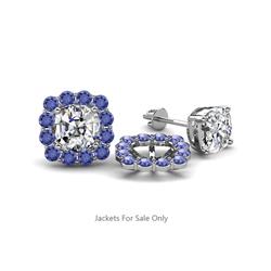 Ambre Iolite Jacket Earrings Iolite Womens Halo Jacket for Cushion Cut Stud Earrings ctw K White Gold