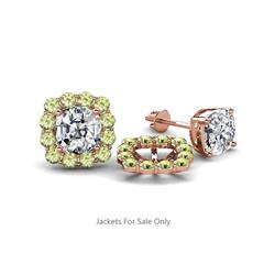 Ambre Peridot Jacket Earrings Peridot Womens Halo Jacket for Cushion Cut Stud Earrings ctw K Rose Gold