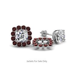 Ambre Red Garnet Jacket Earrings Red Garnet Womens Halo Jacket for Cushion Cut Stud Earrings ctw K White Gold