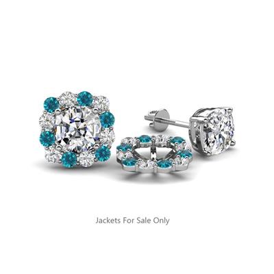 Ambre Blue and White Diamond Jacket Earrings