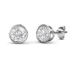 Carys White Sapphire Solitaire Stud Earrings White Sapphire Bezel Set Solitaire Womens Stud Earrings ctw K White Gold