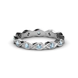 Breanna Aquamarine Eternity Band Aquamarine Twisted Womens Eternity Ring Stackable ctw Platinum