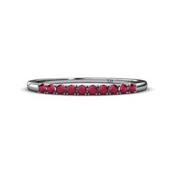 Emlynn Ruby Stone Wedding Band French Set Ruby Stone Womens Wedding Band Stackable ctw Sterling Silver