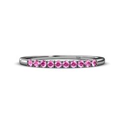Emlynn Pink Sapphire Stone Wedding Band French Set Pink Sapphire Stone Womens Wedding Band Stackable ctw Sterling Silver