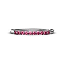 Emlynn Pink Tourmaline Stone Wedding Band French Set Pink Tourmaline Stone Womens Wedding Band Stackable ctw Sterling Silver