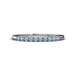 Emlynn Aquamarine Stone Wedding Band French Set Aquamarine Stone Womens Wedding Band Stackable ctw Sterling Silver